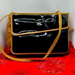 Etra Patent Black and Brown Leather Vintage Purse